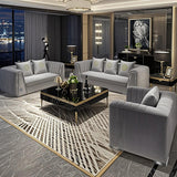 Medusa 6 Seat Velvet Sofa Set - Silver