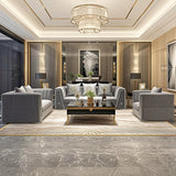 Medusa 6 Seat Velvet Sofa Set - Silver