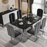 Kira 1.8m/2m Silver Stone Top Dining Table