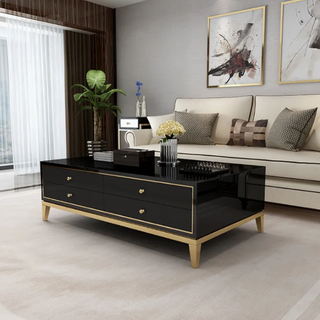 Manhattan 4 Drawer High Gloss Coffee Table - Black