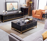 Manhattan 8 Drawer High Gloss Coffee Table - Black