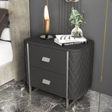 Bermuda Leatherette Bedside Table - Carbon Grey