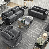 Cavalli 6 Seat Velvet Sofa Set - Carbon Grey