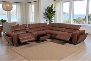 Empire 5 Seat Corner Electric Recliner - Brown