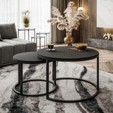Loft Black 2PC Round Coffee Table Set