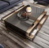 Manhattan 8 Drawer High Gloss Coffee Table - Black