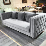 Riviera 6 Seat Velvet Sofa Set - Silver