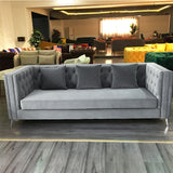 Riviera 6 Seat Velvet Sofa Set - Silver