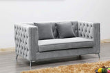 Riviera 6 Seat Velvet Sofa Set - Silver