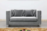 Riviera 6 Seat Velvet Sofa Set - Silver