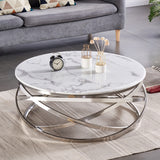 Regent Silver Round Stone Coffee Table