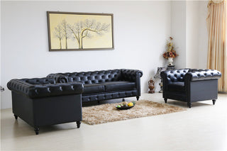 Regency 6 Seat Classic Chesterfield Sofa Set - Gunmetal