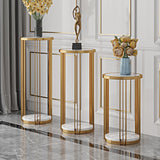 Set Of 3 White Marble Plant Stands