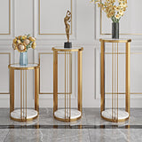 Set Of 3 White Marble Plant Stands