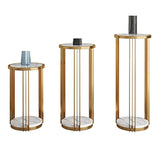 Set Of 3 White Marble Plant Stands