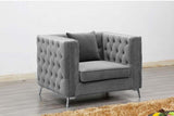 Riviera 6 Seat Velvet Sofa Set - Silver