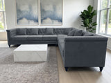 Couture 7 Seat Velvet Corner Sofa - Carbon Grey