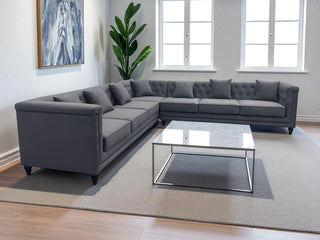 Couture 7 Seat Velvet Corner Sofa - Carbon Grey