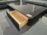 Carter 4 Drawer Marble Top Coffee Table - Black