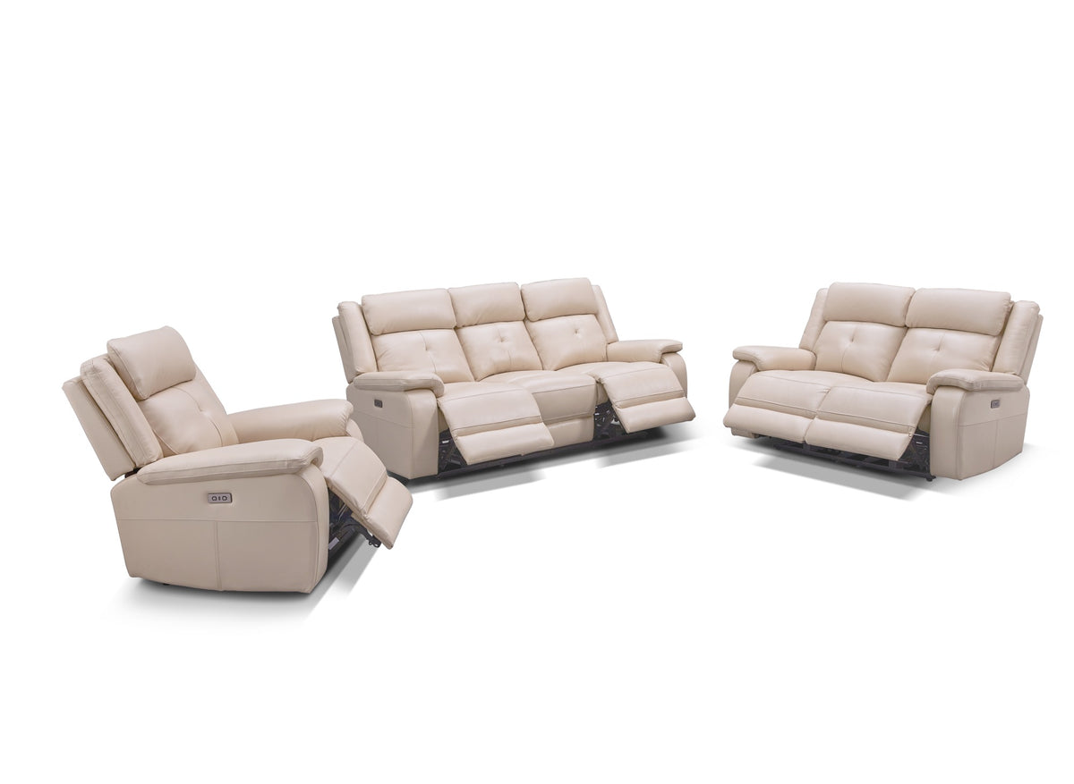 Lincoln Beige Leather 3+2+1 Seat Recliner Suite