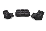 Lincoln Leather 3+2+1 Seat Recliner - Black