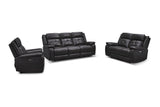 Lincoln Black Leather 3+2+1 Seat Recliner Suite