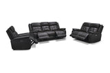 Lincoln Leather 3+2+1 Seat Recliner - Black