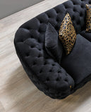 Ivy 6 Seat Black Velvet Classic Sofa Set - 3+2+1 Seat