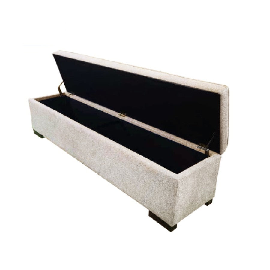 Beige Fabric Storage Bench