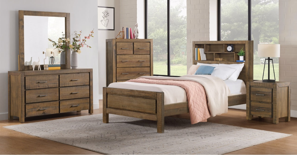 Corfu King Single Bed with Bookcase Headboard