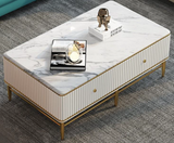 Carter 4 Drawer Marble Top Coffee Table - White