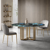 Gigi Round Blue Stone Dining Table - 1.3m