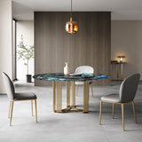 Gigi Round Blue Stone Dining Table - 1.3m