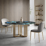 Gigi Round Blue Stone Dining Table - 1.3m