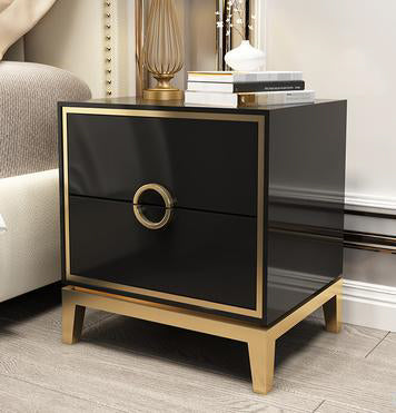 Kenza 2 Drawer Bedside Table - Black