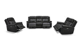 Lincoln Black Leather 3+2+1 Electric Recliner