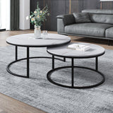 Loft White 2PC Round Coffee Table Set