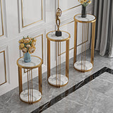 Set Of 3 White Marble Plant Stands