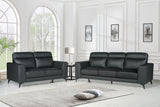 Duke 3+2 Seat Leather Sofa Set - Black